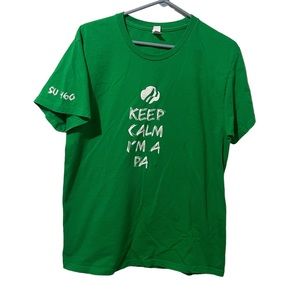 Port & Company Shirt Men Large Green Cotton Keep Calm‎ Lightweight Logo Tee